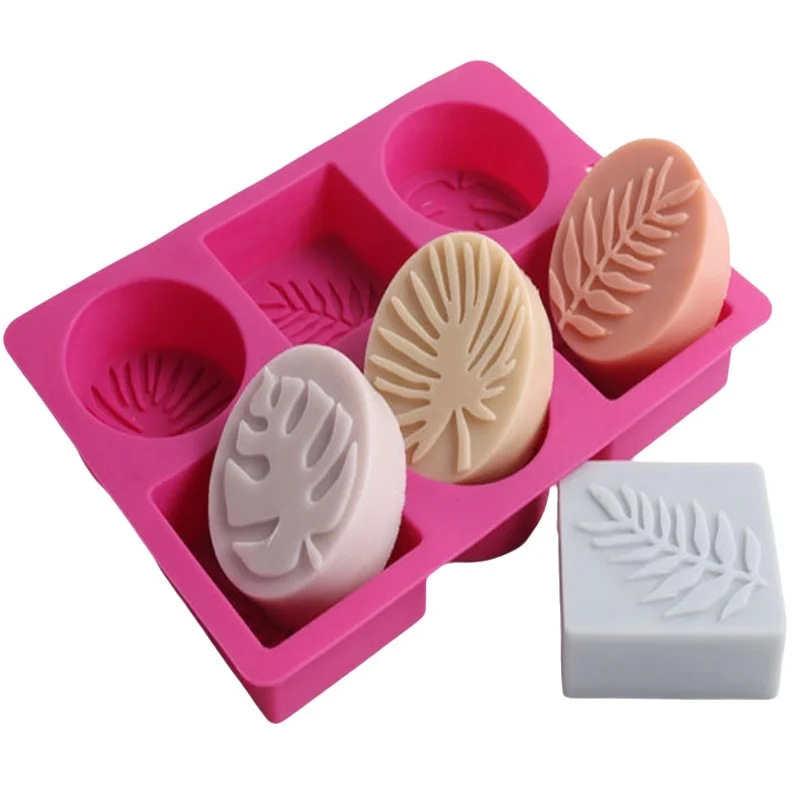 Soap Making Experiment - แม่พิมพ์สบู่ซิลิโคนใบไม้ทรงกลมและสี่เหลี่ยม อุปกรณ์ทำสบู่ทำมือ ชุดวัสดุเรซิ่นสำหรับงาน DIY ปูนปลาสเตอร์ เทียน