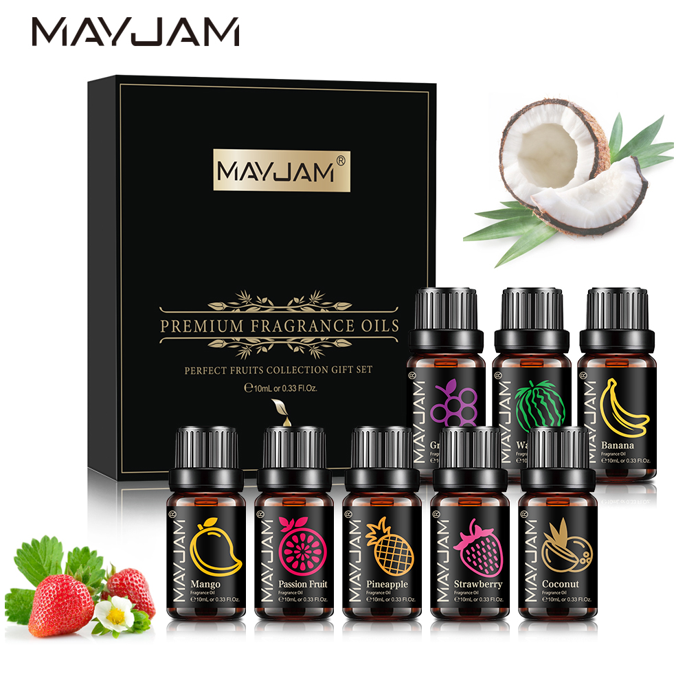 Soap Making Ingredient - MAYJAM น้ํามันหอมระเหยชุด 8 ชิ้นของขวัญกล่องผลไม้ AROMA Oil