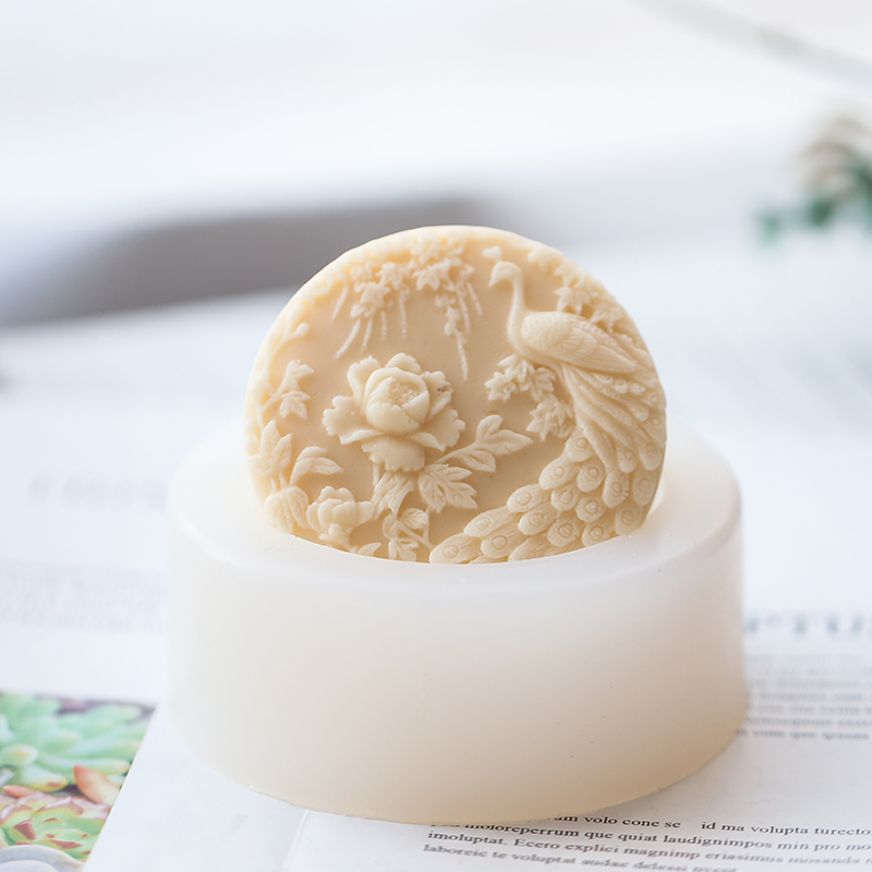 Soap Making Things - นกยูงดอกไม้รูปแบบซิลิโคนสบู่แม่พิมพ์ยืดหยุ่น Handmade รอบสบู่เทียนศิลปะหัตถกรรมแม่พิมพ์สําหรับ DIY สบู่อุปกรณ์